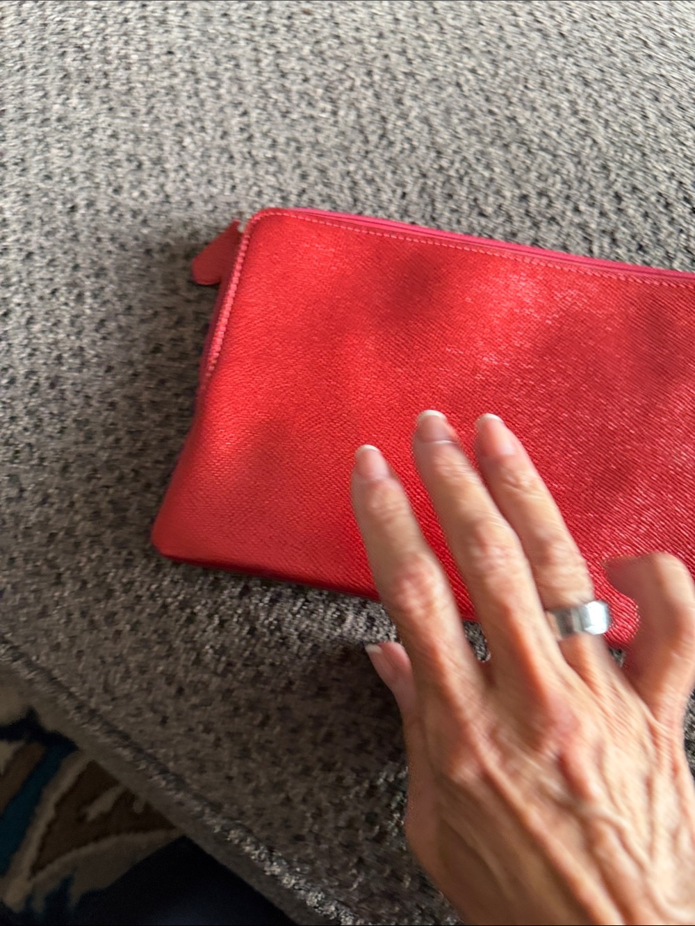 The Coach story bright Red zippered Clutch bag/ Travel Pouch - Picture 4 of 6
